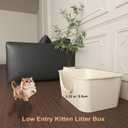 Low Entry Cat Litter Box with High Sides - Open-Top Anti-Splash, Durable Easy-Clean Pan for Kittens, Munchkin Cats, Senior Medium-Sized Cats & Small Pets (Rabbits), 19.3”x13.3”x7.8” Beige