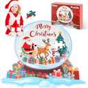 Juexica Santa Claus Floor Puzzle for Kids Ages 3+, 26 x 24 Inches Extra Large Winter Elk Xmas Tree Merry Christmas Puzzle for Age 3-8 Girls & Boys Toddle Gift, 64 Pieces