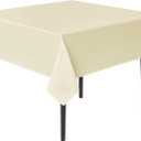 sancua Square Tablecloths 85x85 Inch - Beige Fabric Table Cloth for Square or Round Tables, Washable Polyester Table Cover for Outdoor Party, Birthday, Buffet, Resturant