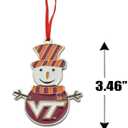 Virginia Tech Hokies Snowman Metal Christmas Ornament