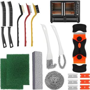2 x Heavy Duty Oven Cleaner Brush Set, Oven Cleaning Accessories Tools, for Deep Cleaning Stoves, Grills, Ovens & Kitchen Surfaces - Removes Tough Grease & Carbon Buildup