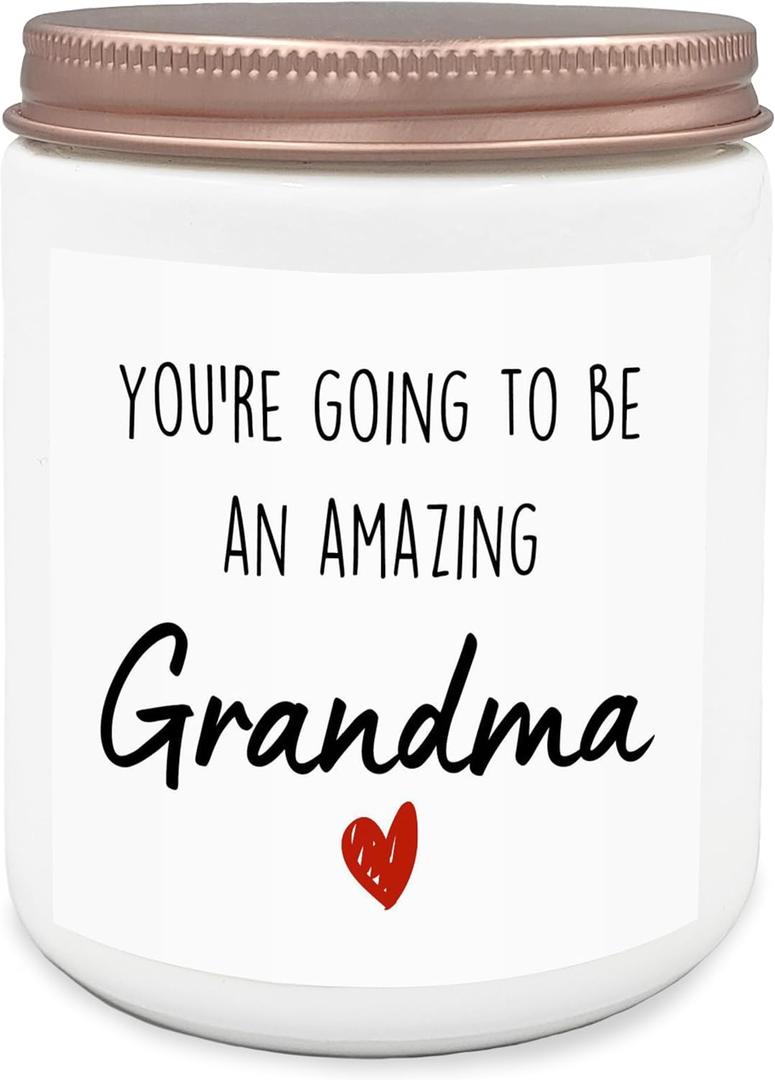 New Grandma Gifts,New Grandma Lavender Candle,Baby Pregnancy Announcement Gift,Baby Shower Gifts for Grandma,Grandma to Be Scented Candles 8oz, Jar Candles