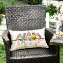 2 x RABUSOFA Easter Pillow Covers 12x20 inch Easter Decorations for Home Pink Birds Colorful Eggs Lumbar Throw Pillows for Bedroom Sofa Holiday Festivals Decor