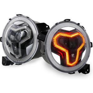 OVSAUTO 9 inch LED Headlights for Jeep Wrangler JL Gladiator JT 2018-2025, yellow