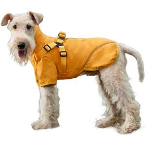 Dog Raincoat for Small Medium Dogs, Dog Rain Coat with Harness Built in, All Weather Waterproof Pet rain Jacket, Reflective Puppy Clothes (Yellow, Medium)