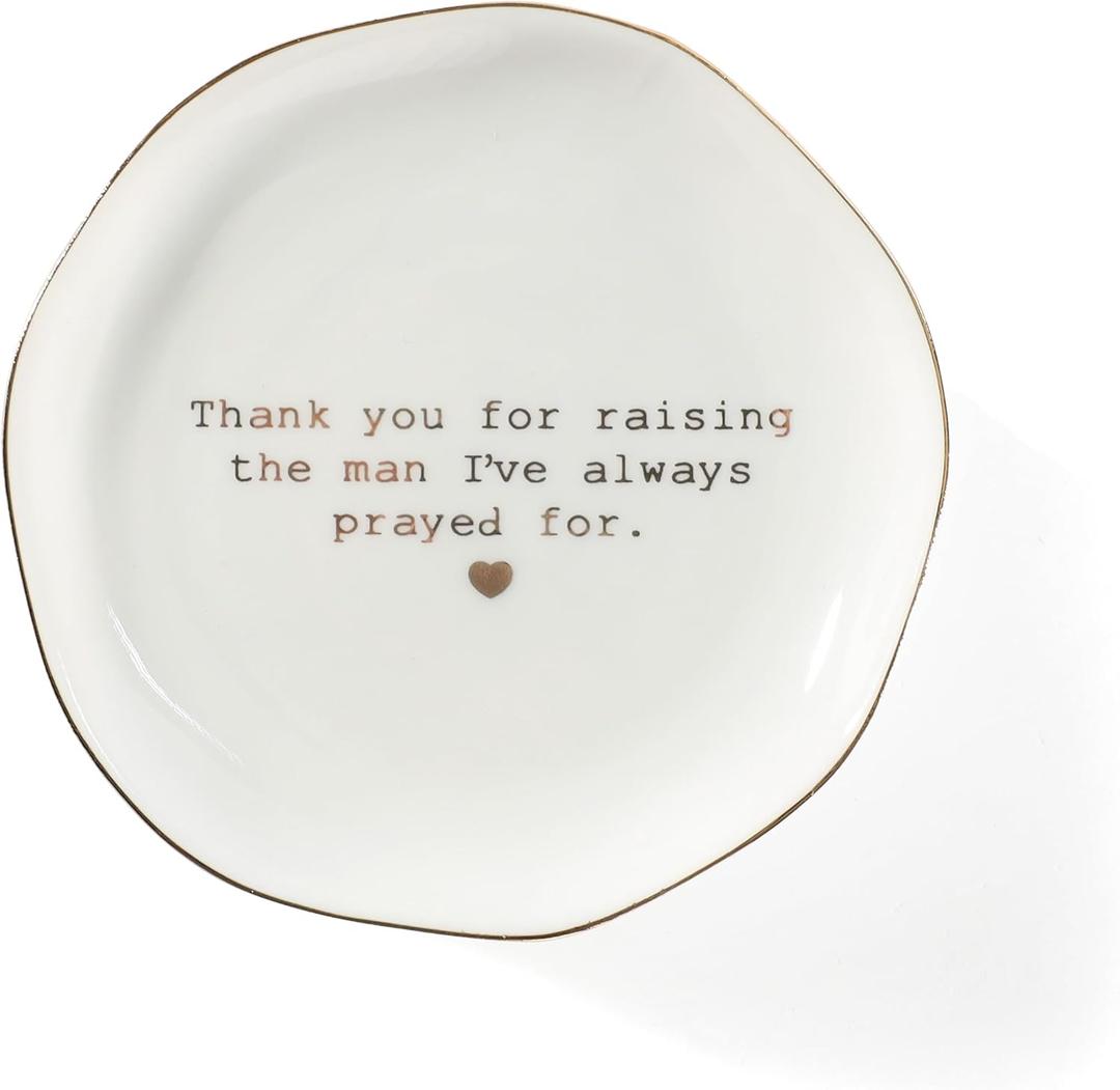 Mother of Groom Ring Dish, Ceramic Jewelry Dish Plate Christmas Birthday Mother's Day Wedding Gifts for Mother of Groom from Bride