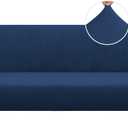 PrinceDeco Stretch Armless Futon Cover Futon Slipcover Full Queen Size Futon Couch Cover Futon Sofa Cover Futon Bed Cover Furniture Protector with Elastic Bottom, Checked Pattern Jacquard, Navy
