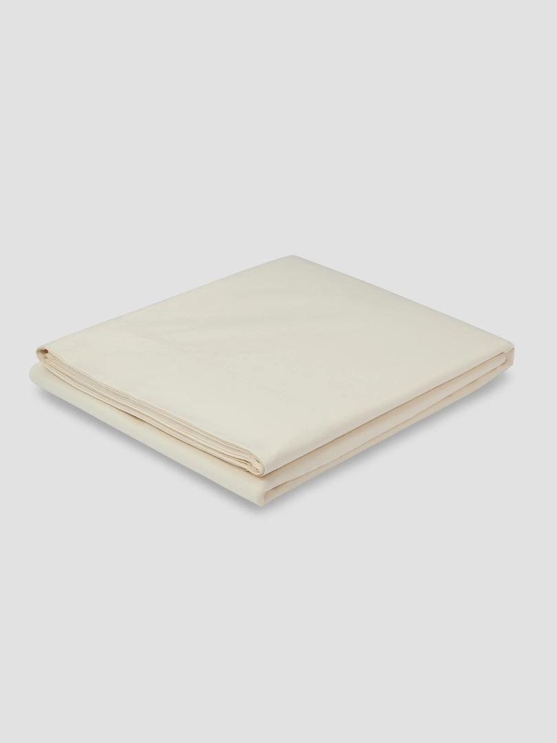 Mindful Cream Washed Cotton Percale Flat Sheet, 4 Pack King Size