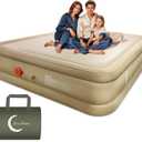 Queen Air Mattress with USB Rechargeable Built-in Pump, Wireless Inflatable Airbed, FlexWeave Tech for 1100 lbs Ultra Firm Support, Portable for Home & Camping, Leak Proof Design, Carry Bag (Khaki)