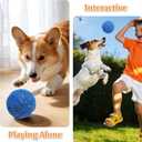 Interactive Dog Toys, Automatic Moving Dog Balls Self Rolling Vibrating Bouncing Ball for Dogs Medium & Large E-TPU Smart Dog Toys Stimulating for Boredom-Blue