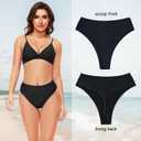 Women's High Waisted Thong Bikini Bottoms High Cut Black Rave Bottoms, Black, X-Large (Black, XL)