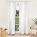 YZ HOME White Linen 100% Blackout Pinch Pleated Curtains 108 Inches Long 2 Pages for Living Room Back Tab Thermal Insulated Black Out Drapes Living Room High Ceiling Length 9 Ft