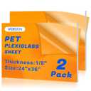 VOISEN 2 Pack Plexiglass Sheets 1/8 Inch Thick, 24"X36" Plexi Glass Panel,Plastic Sheet for Crafts,Signs, Display Cases, Sneeze Guard, Cut with Engraver,Power Saw or Hand Tools