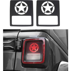 POETRYXIAO Tail Light Cover Guard with US Army Military Star Style (Halogen Tail Light) for 2018-2023 Jeep Wrangler JL JLU