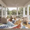 GENIMO Outdoor & Indoor Area Rug 10'x14', Waterproof, Non-Shedding, Easy Cleaning, Leaf Mat for Patio, Living Room, Balcony, Dining Room, RV, Deck, Bedroom, Camping, Outside Carpet, Rust Navy