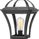 Emliviar 22 Inch Outdoor Post Light, Farmhouse Vintage Outside Pole Light for Yard, Aluminum with Seeded Glass, Black Finish, XE266P BK