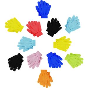12 Pairs Kids Winter Gloves, Children Bulk Pack Fun Colorful Cute Magic Glove for Boys & Girls Assorted #2, Kids One Size