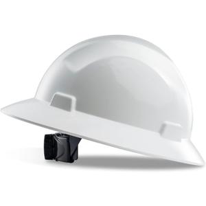 PACIFIC PPE Full Brim Hard Hat, OSHA Construction Safety Helmet Certified to ANSI Z89, 4 Point Adjustable Ratchet Suspension, Class E, G & C, White