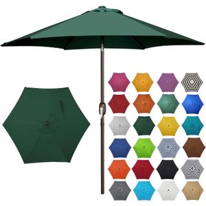 7.5 ft Patio Umbrella, Yard Umbrella, Outdoor Market Umbrella with Push Button Tilt Crank, Dark Green