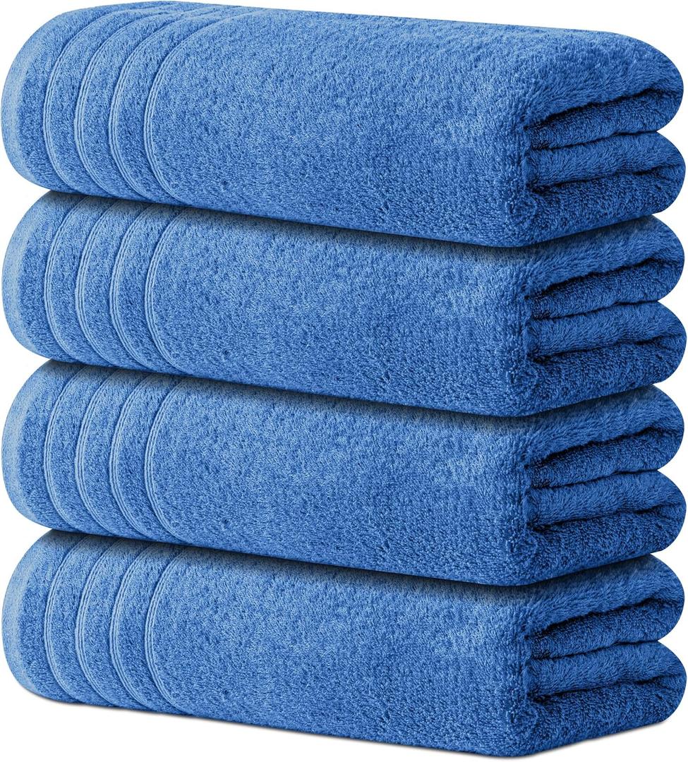 Avalon Towels Bath Towels Set of 4, Size 30 x 60 Inches, Highly Soft and Absorbent, Quick Drying, Lightweight, Perfect for Daily Use (Blue) Avalon Towels Bath Towels Set of 4, Size 30 x 60 Inches, Highly Soft and Absorbent, Quick Drying, Lightweight, Perfect for Daily Use (Blue)
