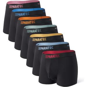 Separatec Dual Pouch Mens Underwear Breathable Cooling Rayon Made from Bamboo Underwear Men, Boxer Briefs and Trunks 7 Pack (Large, 2.5'' Inseam - Trunks - Black)