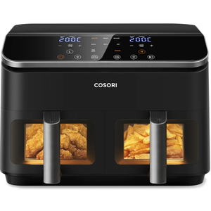 COSORI Dual Air Fryer 9Qt – 10-in-1, Fresh Balanced Meals for Family and Children with Double Baskets, Sync Cook & Finish to Bake, Roast, Reheat, Broil, Dishwasher Safe Black, Gray 8.52 L