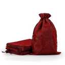 Burlap Bags with Drawstring, 8x12" Burlap Favor Sacks with Tags and String (Lot of 10) for Wrapping Favors or Gifts, Birthday, Wedding, Halloween Party or Household Use(Red)