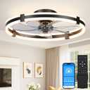 VOLISUN Ceiling Fans with Lights and Remote, 23.6in Low Profile Ceiling Fans with Light, 3000K-6500K Dimmable Fandelier Ceiling Fan, Black Flush Mount Ceiling Fan for Bedroom