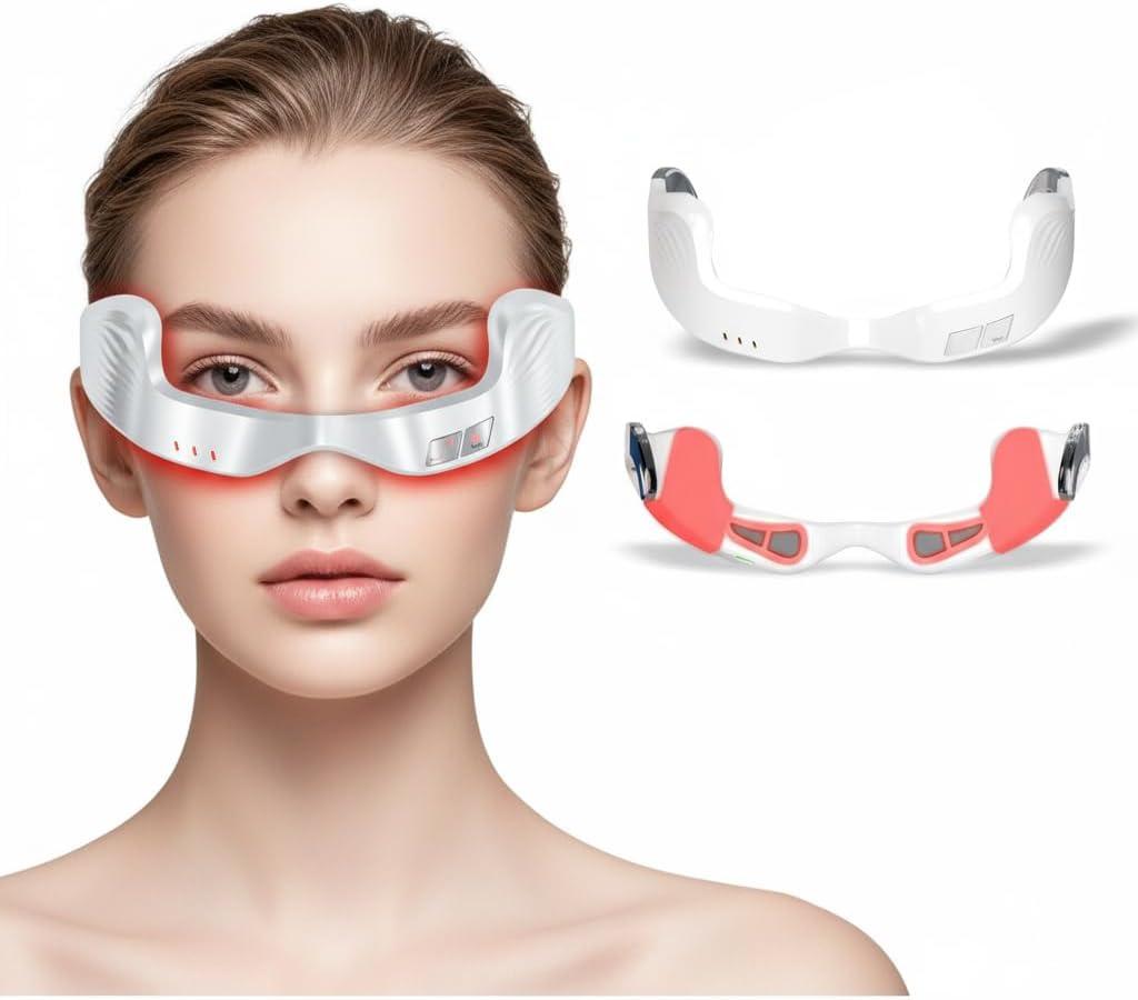 Red Light Therapy Glasses for Under Eyes | Eye Massager with 650nm Light to Reduce Dark Circles, Puffiness & Fine Lines