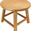 9-Inch Round Step Stool for Adults & Kids, USA Grown Solid Oak Hardwood, Sturdy Small Foot Stool for Kitchen, Bedroom, Bathroom, Shoe Changing, Plant Stand, Fully Assembled (Natural)