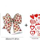 2 Sheets Valentine's Day Window Clings Romantic Red Heart & Bow Designs Happy Valentine's Day Decor Electrostatic Windows Stickers Decals for Home Holiday Party or Office Decorations
