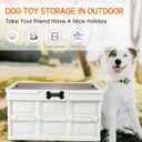 Morezi Outdoor dog toy bin chew proof box storage in plastic foldable designed dog stuff organizer great for pet food organizing toys leashes clothing in outside cream