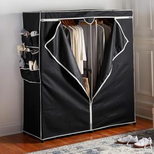 BrylaneHome 60" 2-Door Portable Wardrobe Closet - Black (One Size)