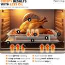 Air Fryer Basket for Oven, Stainless Steel Air Fryer Tray for Oven with Mini Silicon Mitts & Parchment Papers, Oil-Free Healthy Cooking & Baking, Dishwasher Safe