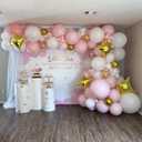 Pink and White Balloon Arch Kit, 121PCS Pink and Gold Balloon Garland Pastal Pink White Gold Confetti Balloons for Girls Birthday Baby Shower Wedding Bridal Shower Party Decorations