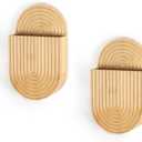 Aimto Wooden Wall Vase Set of 2, Bamboo Boho Wall Decor Planters Holder for Indoor Plants, for Entryway, Hallway, Bathroom, Living Room, Dining Room