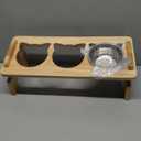 Elevated Cat Food Bowl, 3 Stainless Steel Raised Cat Bowls with Stand, 15°Tilted Cats Bowl for Small Dog, Cats Food and Water Bowl Set, Anti Vomiting, Whisker Fatigue and Dishwasher Safe (Natural)