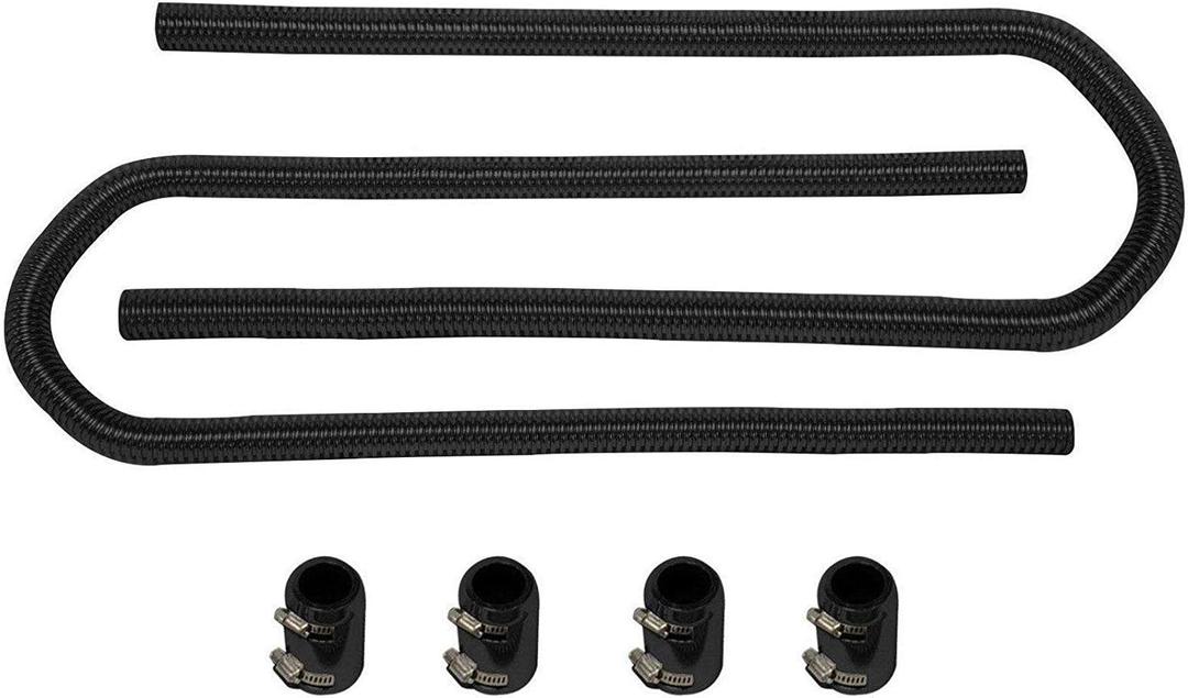 BLACKHORSE-RACING 44" Black Chrome Flexible Stainless Steel Heated Hose Kit Chrome Caps