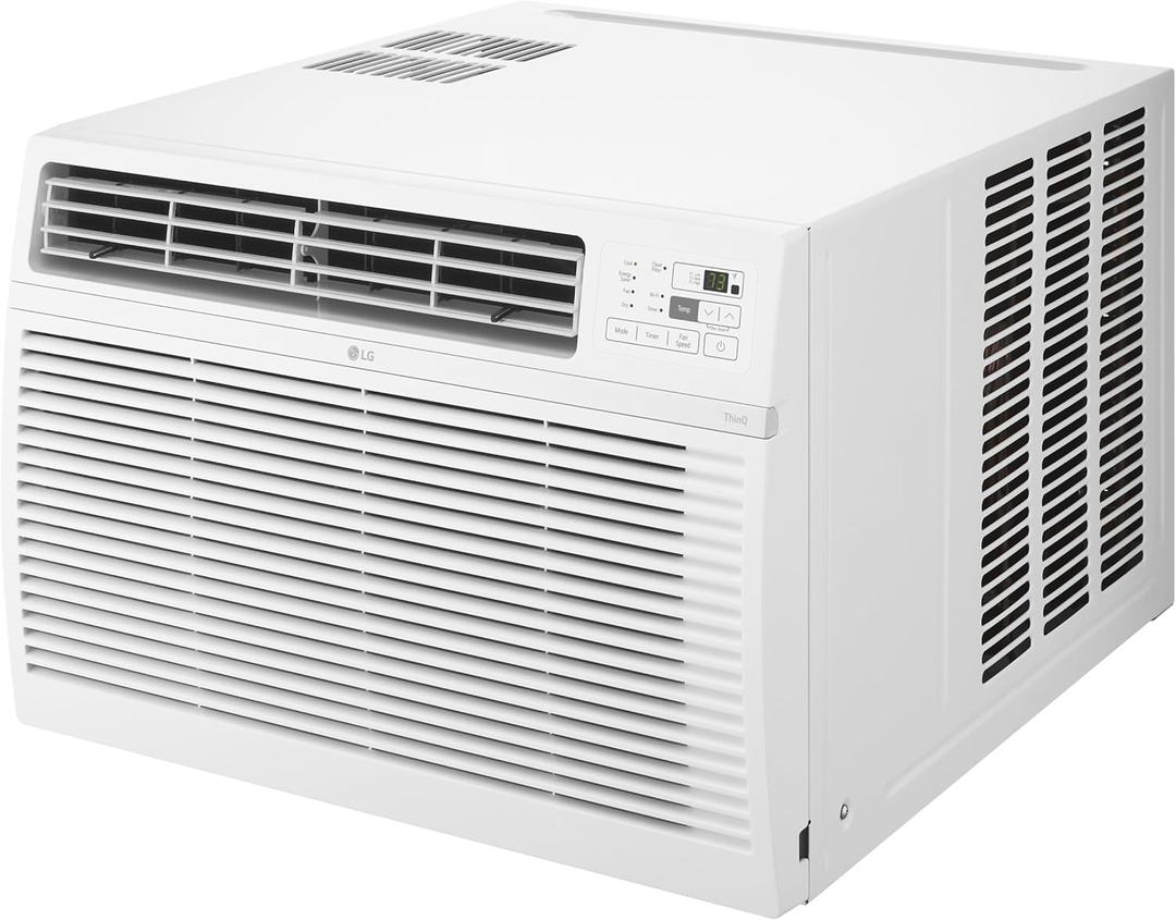 LG 24,500 BTU Smart Window Air Conditioner, 230/208V, Cools Room up to 1560 Sq. Ft. for Bedrooms, Living Room, Apartments, with Remote, 3 Fan Speeds, 24-Hour Timer, White
