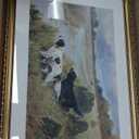 ARPEOTCY Vintage Gold Framed Large Wall Art, Retro River Dog Landscape Paintings, Canvas Prints Artwork with Antique Frame, Victorian Wall Picture Decor for Room Gallery Living Room, 16x24 inch