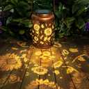 Sunflower Solar Lanterns Outdoor Waterproof, Birthday Sunflower Gifts for Women, Mom, Metal Hanging Solar Lights Outdoor for Patio Porch Yard Backyard Garden Decor