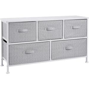 Amazon Basics Extra Wide Fabric 5-Drawer Storage Organizer Unit for Bedroom Closet, White