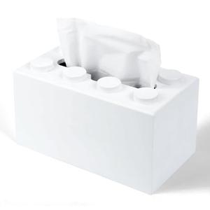 CypherX Building Blocks Tissue Box Cover, Wood Tissue Box Cover Rectangular, Tissue Holder Dispenser Paper Cover Case Napkin Holder, Cute Home Decor for Bathroom Living Room Office Kitchen (White)