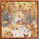 6 x ZAWE 9 Sheets Fall Window Clings Deers Maple Leaves Pumpkins Flowers Double-Sided Window Decals Stickers for Autumn Thanksgiving Party Home Classroom Office Decorations