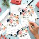 Watercolor Flower Wedding Shaped Fill-In Invitations card 15 Sheets with Envelopes, for Wedding Bridal Showers Engagement Birthday Party Dinner, Pink Watercolor Boho Flower Party Invites