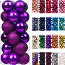 Emopeak 24Pcs Christmas Balls Ornaments for Xmas Christmas Tree - Shatterproof Christmas Tree Decorations Large Hanging Ball for Holiday Wedding Party Decoration (Purple, 2.5"-6.2CM)