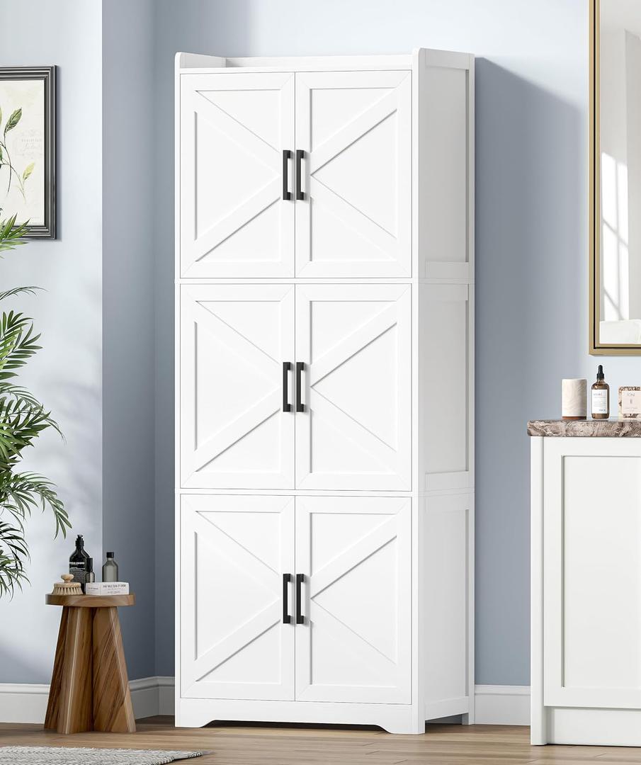 Akxomel 60.2''H Tall Bathroom Storage Cabinet with 6 Door, Pantry Cabinet, 11.6''D x 22.6''W x 60.2''H