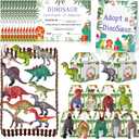 38 Pcs Adopt a Dinosaur Pet Party Favors Plastic Dinosaur Animal Include 12 Mini Dinosaur 12 Foldable Boxes 12 Adopt Cards 1 Adopt Sign 1 Adopt Fence for Adopt a Pet Party (Plastic)