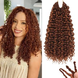 120 Strands Curly Crochet Hair Gogo Curl Pure Protein Fiber Close to Human Hair 14 Inch Pre looped Deep Wave Curly Crochet Hair For Black Women Beach Curl Twist Braiding Hair Extensions (14inch 350#)