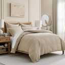 Levtex Home Cloud Waffle King/Cal King Comforter Set (106x94in) with 2 Pillow Shams (36x20in) - Solid Waffle Cotton Texture - Taupe - 100% Cotton King Size Comforter Set - Soft, Pre-Washed